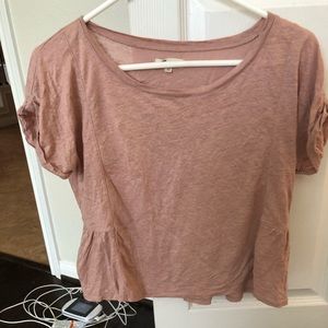 Madewell Cropped linen peplum tee